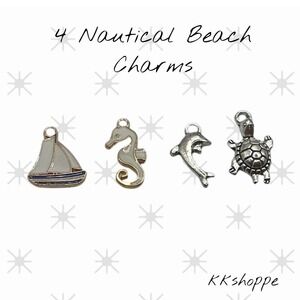 Kids DIY Jewelry Making Kit – 4 Nautical Charms Sailboat Seahorse Dolphin Turtle